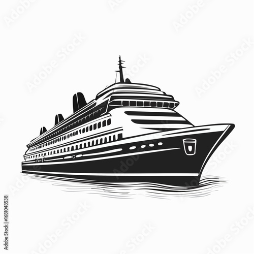Cruise ship boat transport vector illustration on white background.