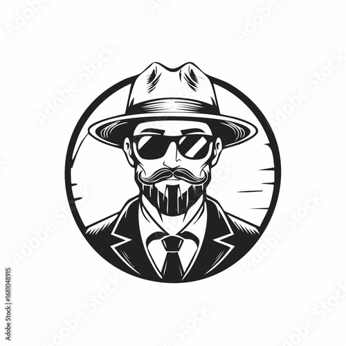 Stylish Smoker man logo design vector isolated on white background.