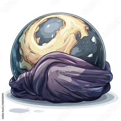 A Glass Sphere Enclosing a World Wrapped in Dark Fabric