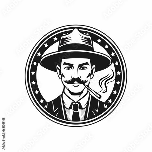 Stylish Smoker man logo design vector isolated on white background.