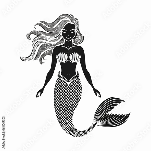 Mermaid image vector. Mermaid Illustration Stock Illustration on white background.