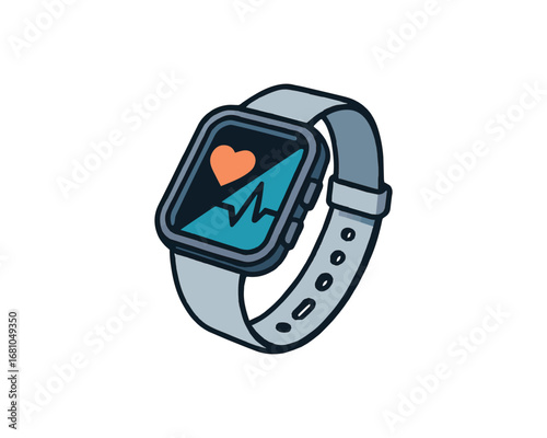 Fitness tracker flat vector icon illustration for gym and fitness related element of sticker, logo, t-shirt and more design