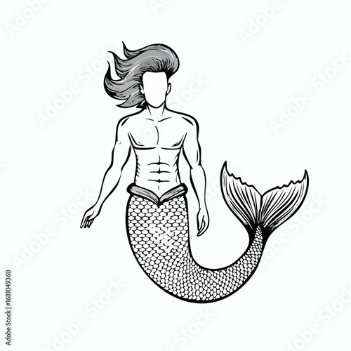 Mermaid image vector. Mermaid Illustration Stock Illustration on white background.