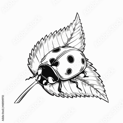 Ladybug on leaf image vector. Illustration of natural vector image.