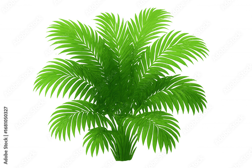 Obraz premium Green palm tree with vivid foliage, standing against transparent backdrop, enhancing graphic design versatility