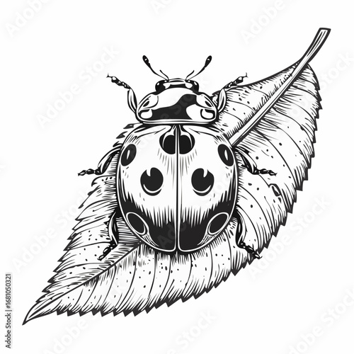 Ladybug on leaf image vector. Illustration of natural vector image.