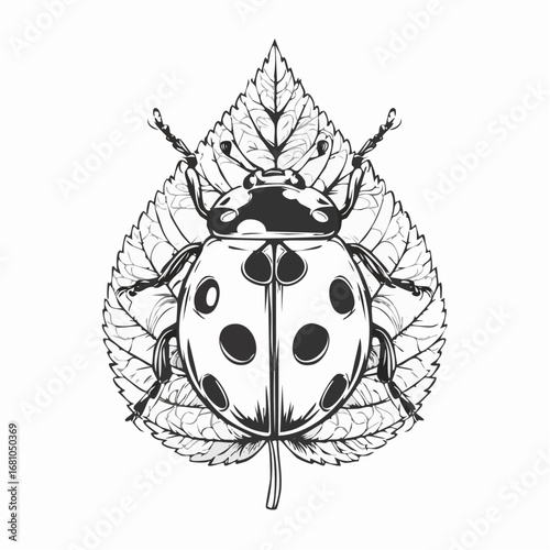 Ladybug on leaf image vector. Illustration of natural vector image.