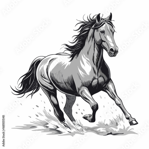 Wild Horse Galloping Vector Artwork