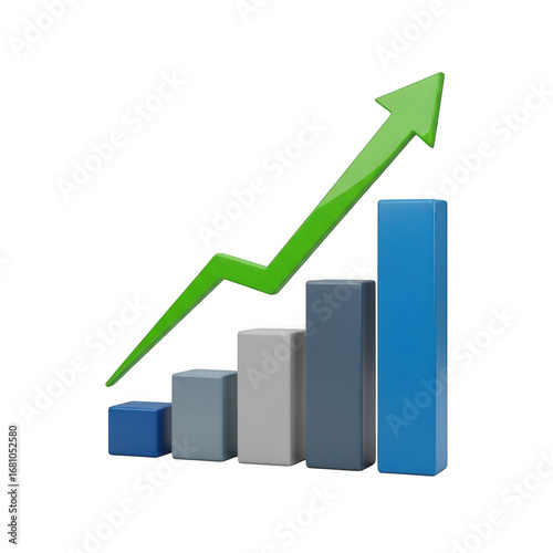 Green upward trend arrow graph with growing bar chart symbolizing financial growth and success transparent background Free Download Green upward trend arrow graph with growing bar chart symbolizing financial growth and success transparent background - GFXLoad