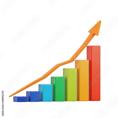 Colorful bar chart with upward trend arrow demonstrating business growth and financial success transparent background Free Download Colorful bar chart with upward trend arrow demonstrating business growth and financial success transparent background - GFXLoad