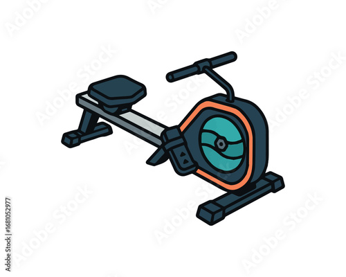 Rowing Machine flat vector icon illustration for gym and fitness related element of sticker, logo, t-shirt and more design