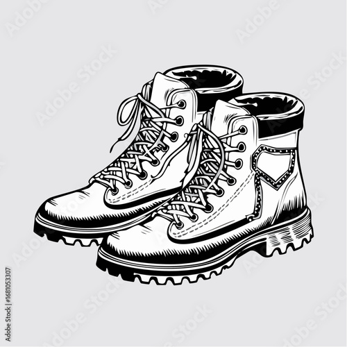 Hiking Boots Vector Images. A pair of hiking boots for adventure Vector Image.