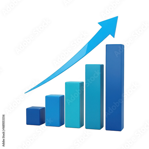 Free Download Blue bar chart with upward arrow showing business growth and positive trend transparent background - GFXLoad