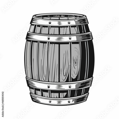 Beer barrel wooden vector image. Wine Or Beer Barrel Isolated On White Background. Vector Illustration