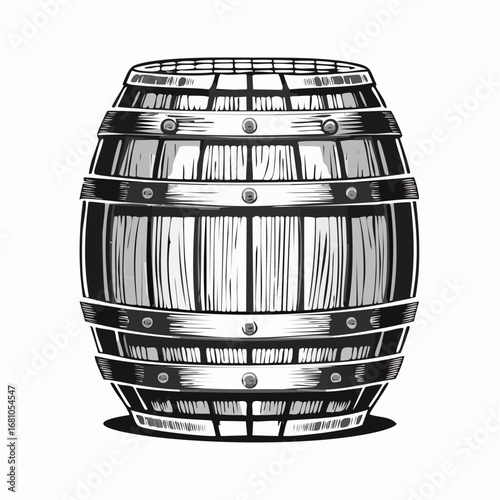 Beer barrel wooden vector image. Wine Or Beer Barrel Isolated On White Background. Vector Illustration