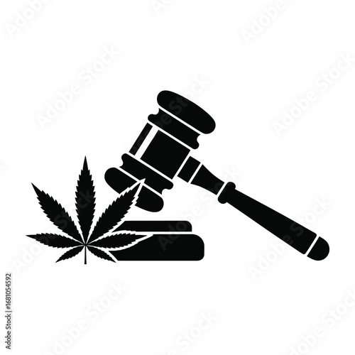 Cannabis leaf and gavel symbolizing marijuana legalization and justice system