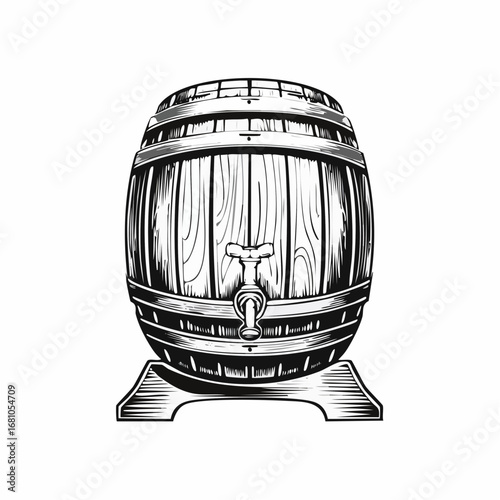Beer barrel wooden vector image. Wine Or Beer Barrel Isolated On White Background. Vector Illustration