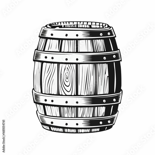 Beer barrel wooden vector image. Wine Or Beer Barrel Isolated On White Background. Vector Illustration