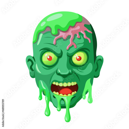 Scary zombie face with dripping slime
