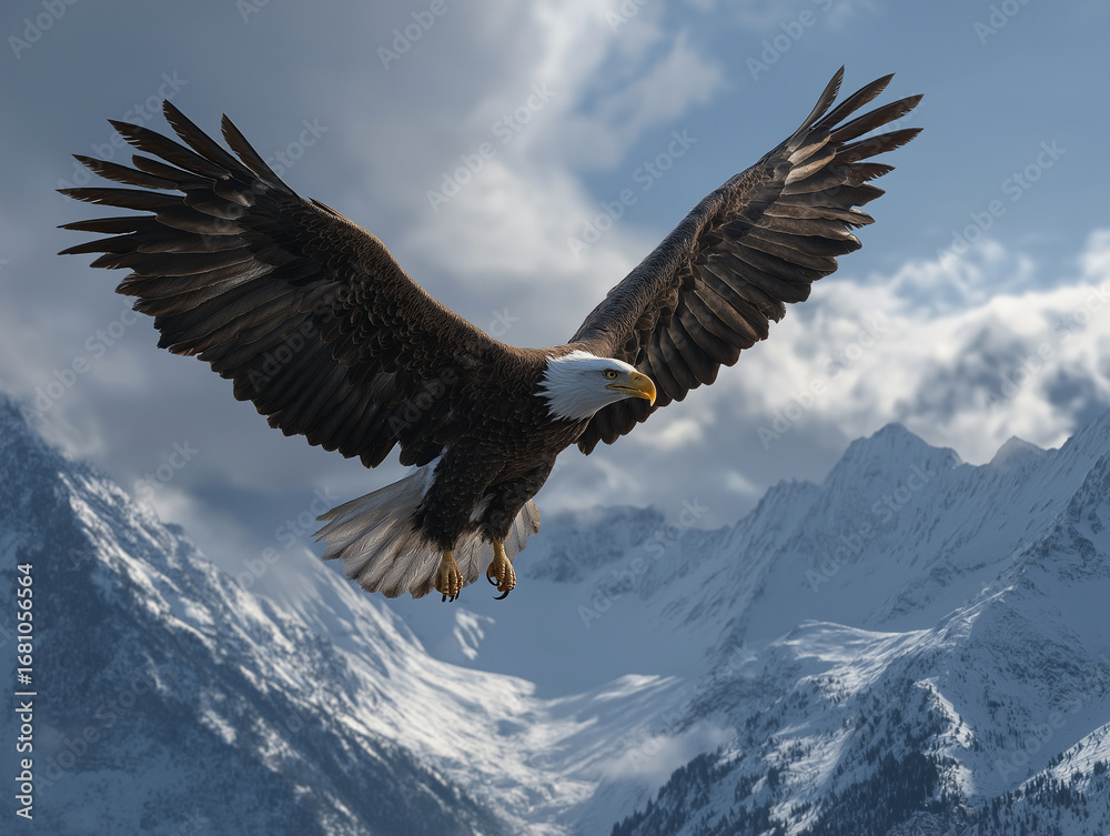 Fototapeta premium Eagle Soaring Over Mountains
