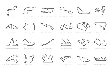 Ingelijste posters Formule 1 Iconische Formule 1 circuits wereldwijd  © Тима Рябец