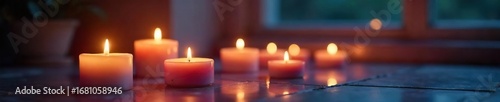 Wallpaper Mural Serene candles illuminate a tranquil space, creating a calming atmosphere perfect for a spiritual evening Ideal for meditation, yoga, or mindful reflection , ethereal, reflection Torontodigital.ca