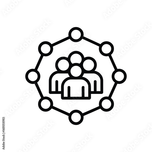 Abstract network of people connected in a circular formation representing community and teamwork