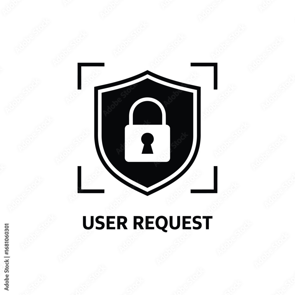 Obraz premium Secure user request icon with shield and padlock symbolizing data protection