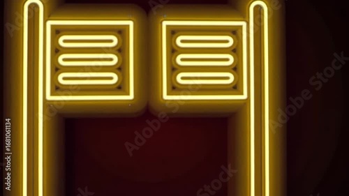 Neon Gold Flag Icon Glowing in the Dark