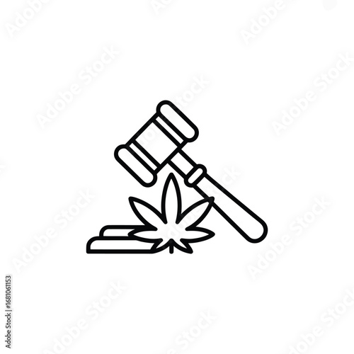 Gavel and cannabis leaf symbolizing marijuana legalization and legal justice