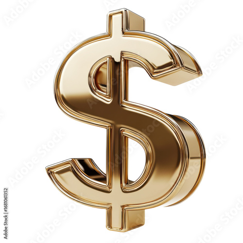 Golden dollar sign gleaming against a symbolizing wealth finance and the american economy with a luxurious and valuable aesthetic on transparent background