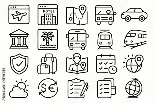 Travel and Tourism Icons - Vector Illustration Set
