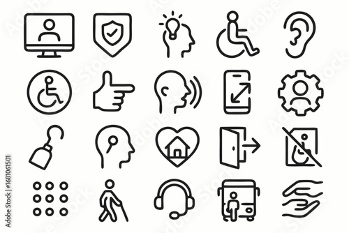 Accessibility and Inclusion Icons - Black Line Art