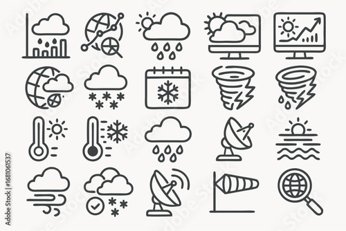 Weather Icons Set - Vector Illustration of Meteorology Elements