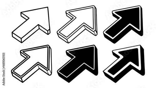 Dynamic arrow icons point upward, guiding direction and progress in design
