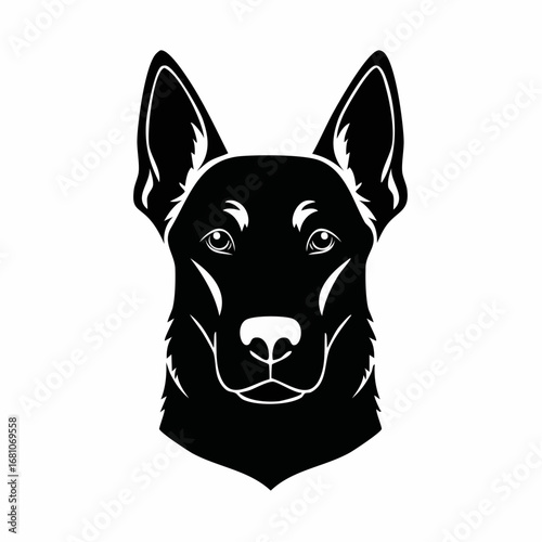 Belgian malinois dog black silhouette vector with white background
