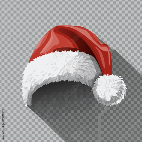 Christmas Santa Claus hat with transparent background, Generative AI illustration for Merry Christmas. Transparent PNG image