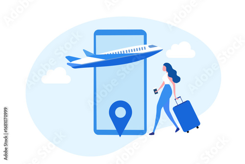 Go travel concept, online travel and tourism booking worldwide and service vector illustration