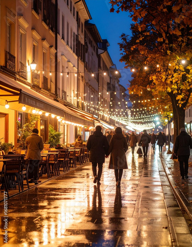 people walking on the street in night