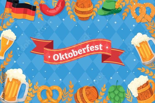 Oktoberfest Hand drawn Flat Oktoberfest Background 