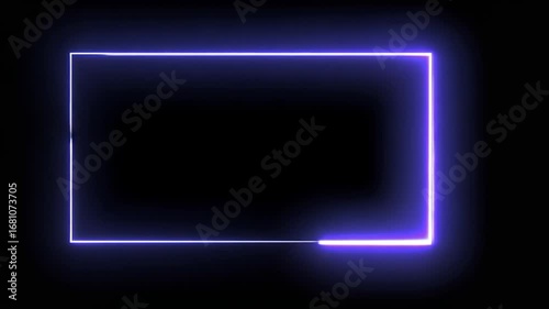 Abstract Neon Rectangle Frame, Glowing Purple Border, Dark Background, Digital Art, Modern Design, Futuristic Style, Tech Illustration, Light Effect,  Purple Glow, Energy, Bright