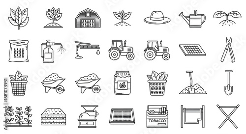 Hand Drawn Agriculture Icons for Farming and Gardening.