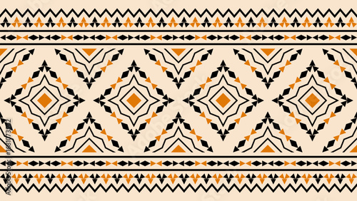 Ethnic pattern, Aztec native tribe seamless pattern, Native American fabric, geometric pattern, colorful design, design for print, textile, background, vector.