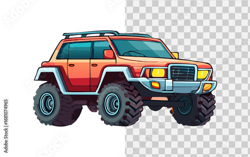 Off-road adventure vehicle illustration with rugged design and large tires for outdoor exploration