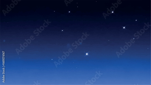 A beautiful night sky filled with twinkling stars and a gradient of deep blue to lighter blue, evoking a sense of wonder and vastness
