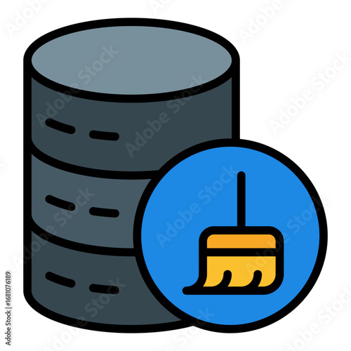 Data cleansing icon. Database cleanup symbol. Information correction and accuracy collection. Filled Line Icon