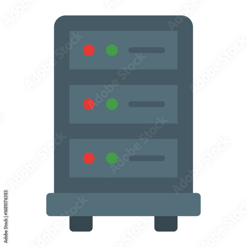 Data center icon. Server room symbol. Digital storage and IT infrastructure collection. Flat Icon