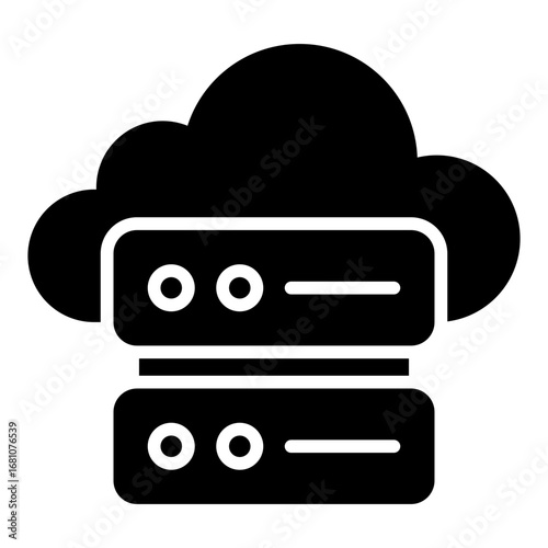 Cloud computing icon. Online storage symbol. Data hosting and digital server collection. Glyph Icon