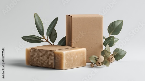Wallpaper Mural Natural organic handmade spa soap bar in a white gift box with a green flower Torontodigital.ca