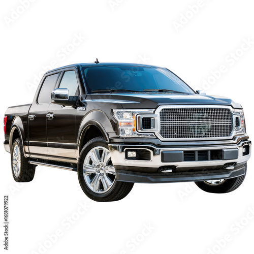 Modern Pickup Truck Front View with Glossy Finish and Stylish Design on Isolated Background